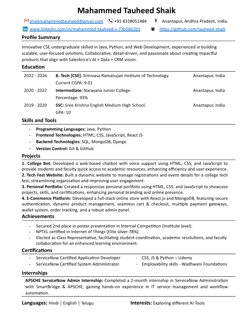 Resume Preview